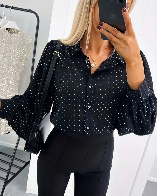 Polka Dot Oversized Button-Up Shirt