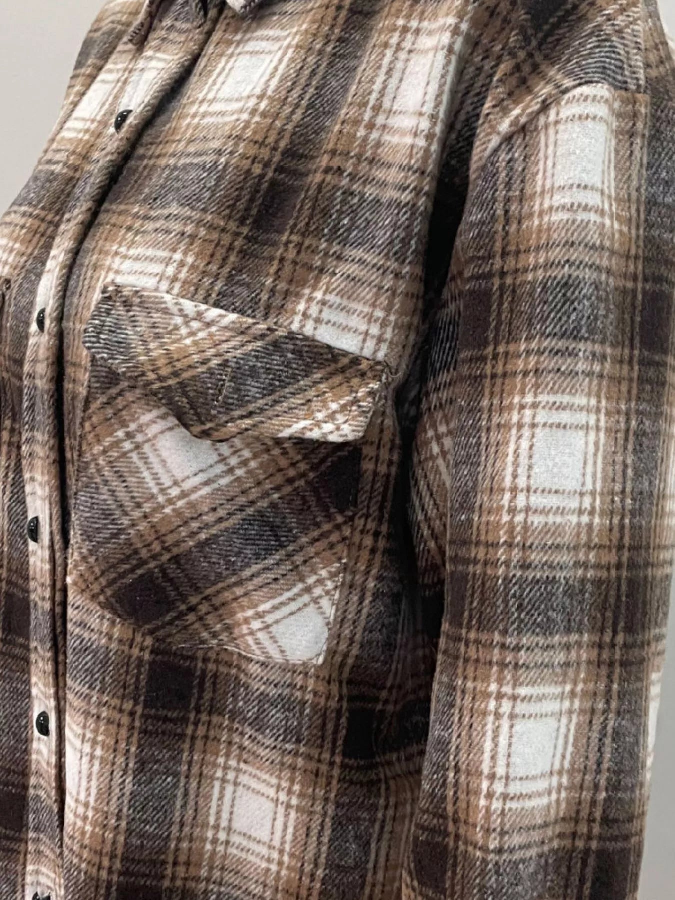 Full Size Plaid Button-Up Long Sleeve Shirt Plus Size