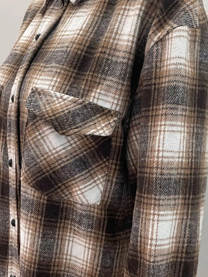 Full Size Plaid Button-Up Long Sleeve Shirt Plus Size