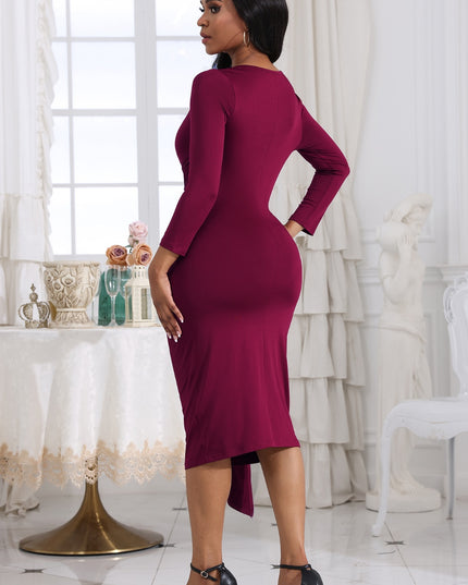 Tie Detail Round Neck Midi Dress