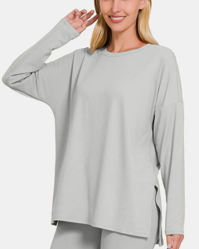 Zenana Full Size Brushed Microfiber Top and Leggings Lounge Set