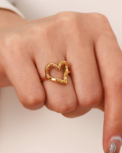 18K Gold Plated Heart-Shaped Ring 