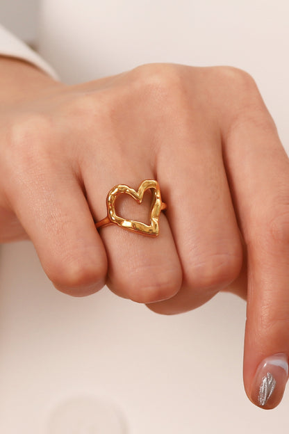 18K Gold Plated Heart-Shaped Ring 