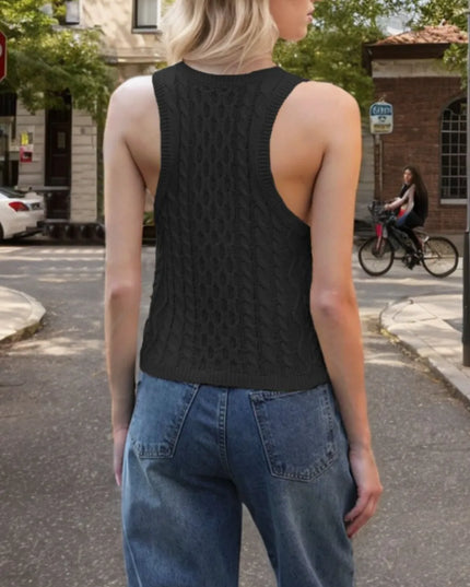 Cable-Knit V-Neck Knit Tank