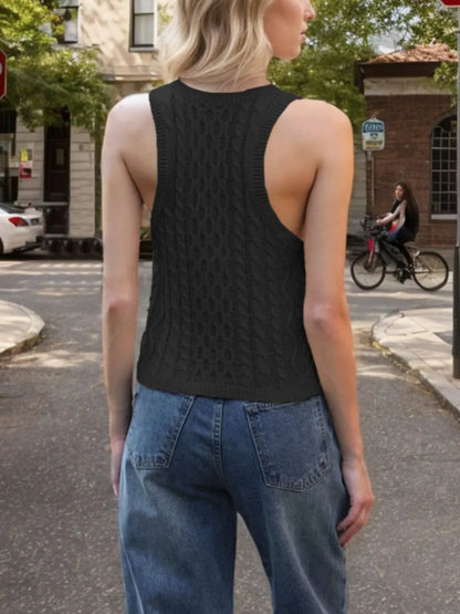 Cable-Knit V-Neck Knit Tank