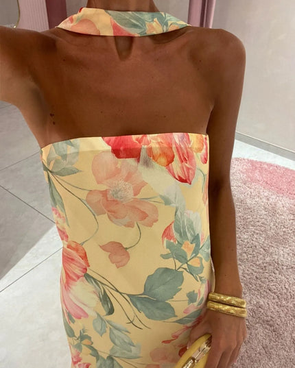 Printed Tube Maxi Dress