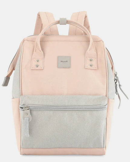 Himawari Water Resistant Canvas Backpack Bag with Side Pockets Grey Pink One Size
