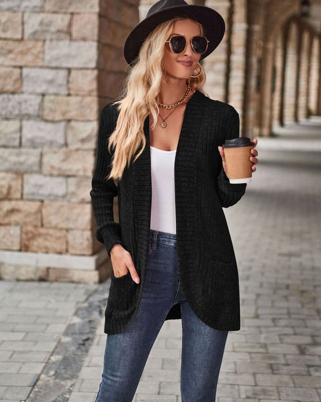 Open Front Cardigan with Pockets