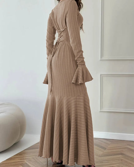 Elegant Ribbed Long Sleeve Mermaid Sweater Dress