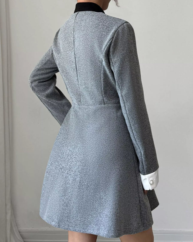 A-Line Long Sleeve Button-Down Dress