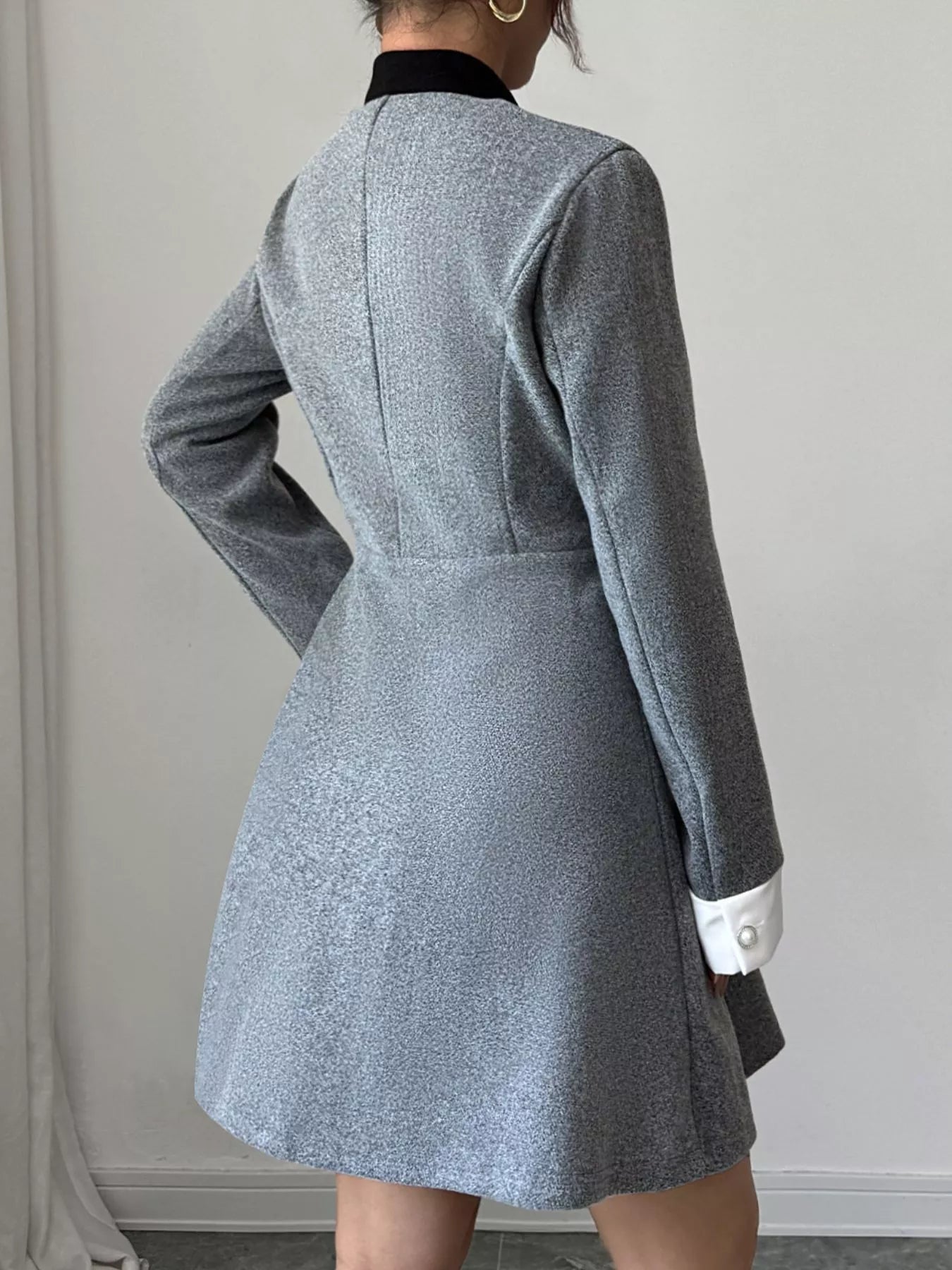A-Line Long Sleeve Button-Down Dress