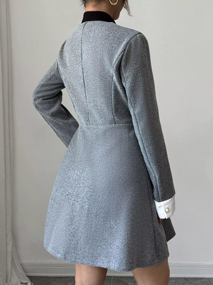 A-Line Long Sleeve Button-Down Dress