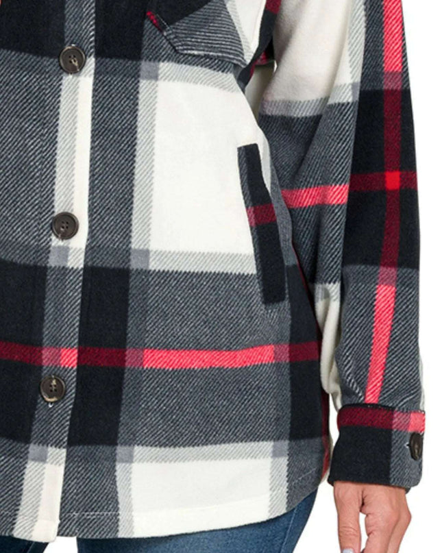 Zenana Oversized Plaid Fleece Shacket