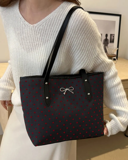 Bow Trim Polyester Tote Bag 