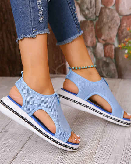 Mesh Open Toe Platform Sandals