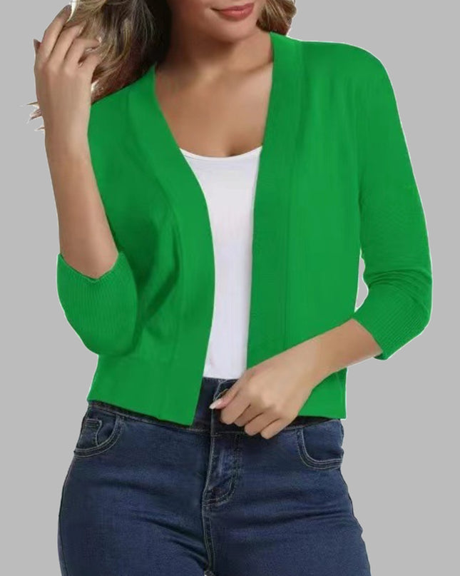 Open Front Cardigan Mid Green