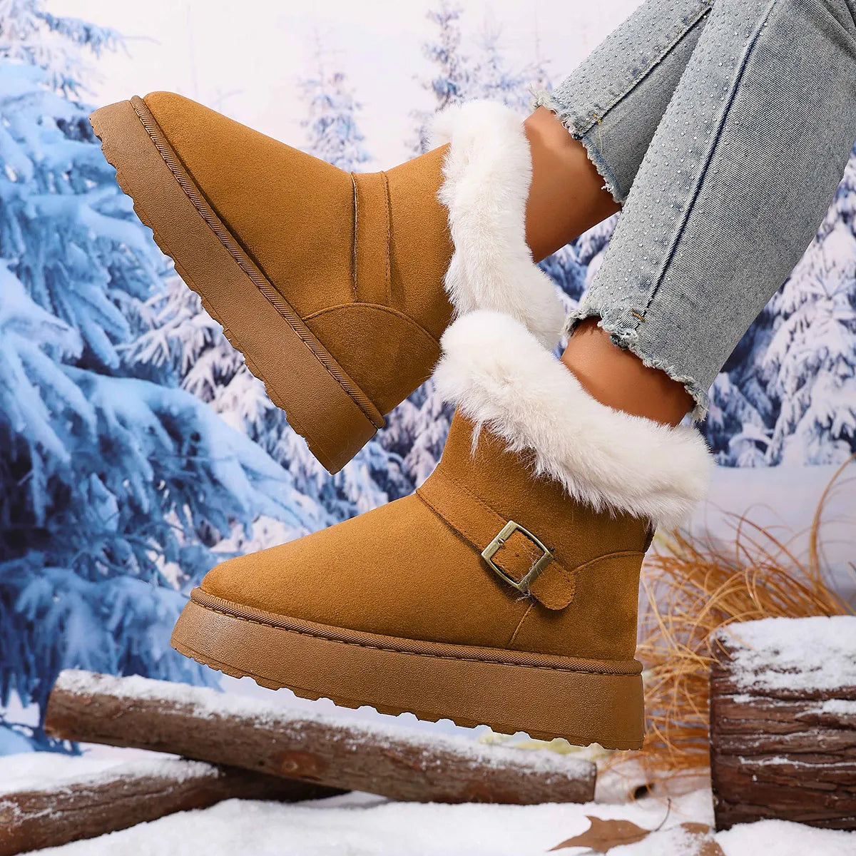 Round Toe Platform Boots