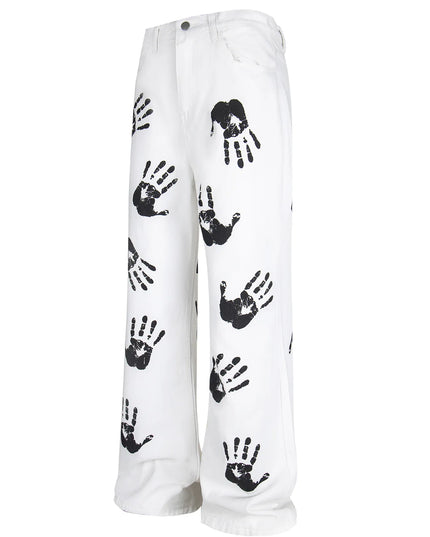 Men's Handprint Pattern Jeans