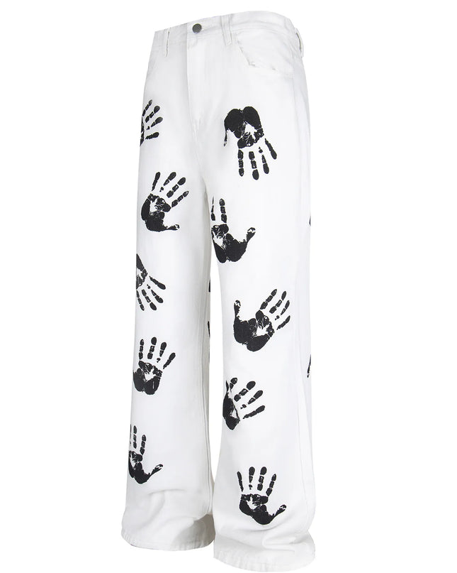 Men's Handprint Pattern Jeans