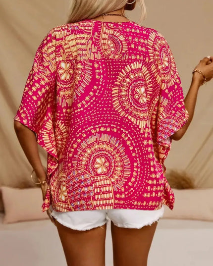 Printed V-Neck Half Sleeve Top 