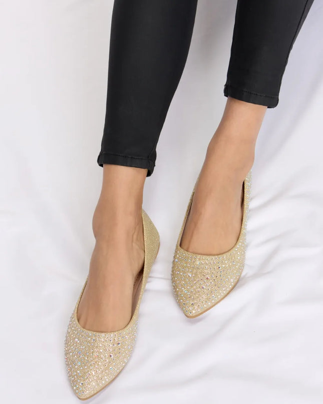 Forever Link Rhinestone Point Toe Flat Slip-Ons