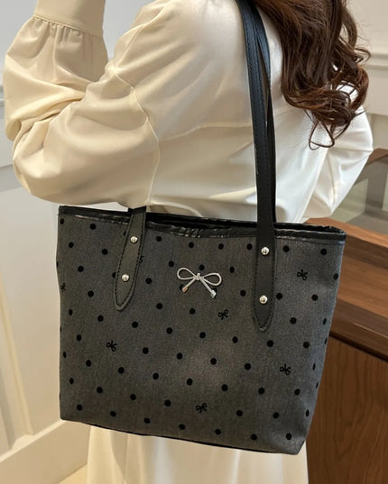 Bow Trim Polyester Tote Bag 