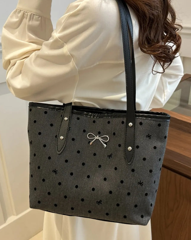 Bow Trim Polyester Tote Bag 