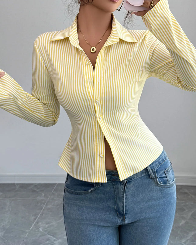 Striped Button-Up Long Sleeve Shirt