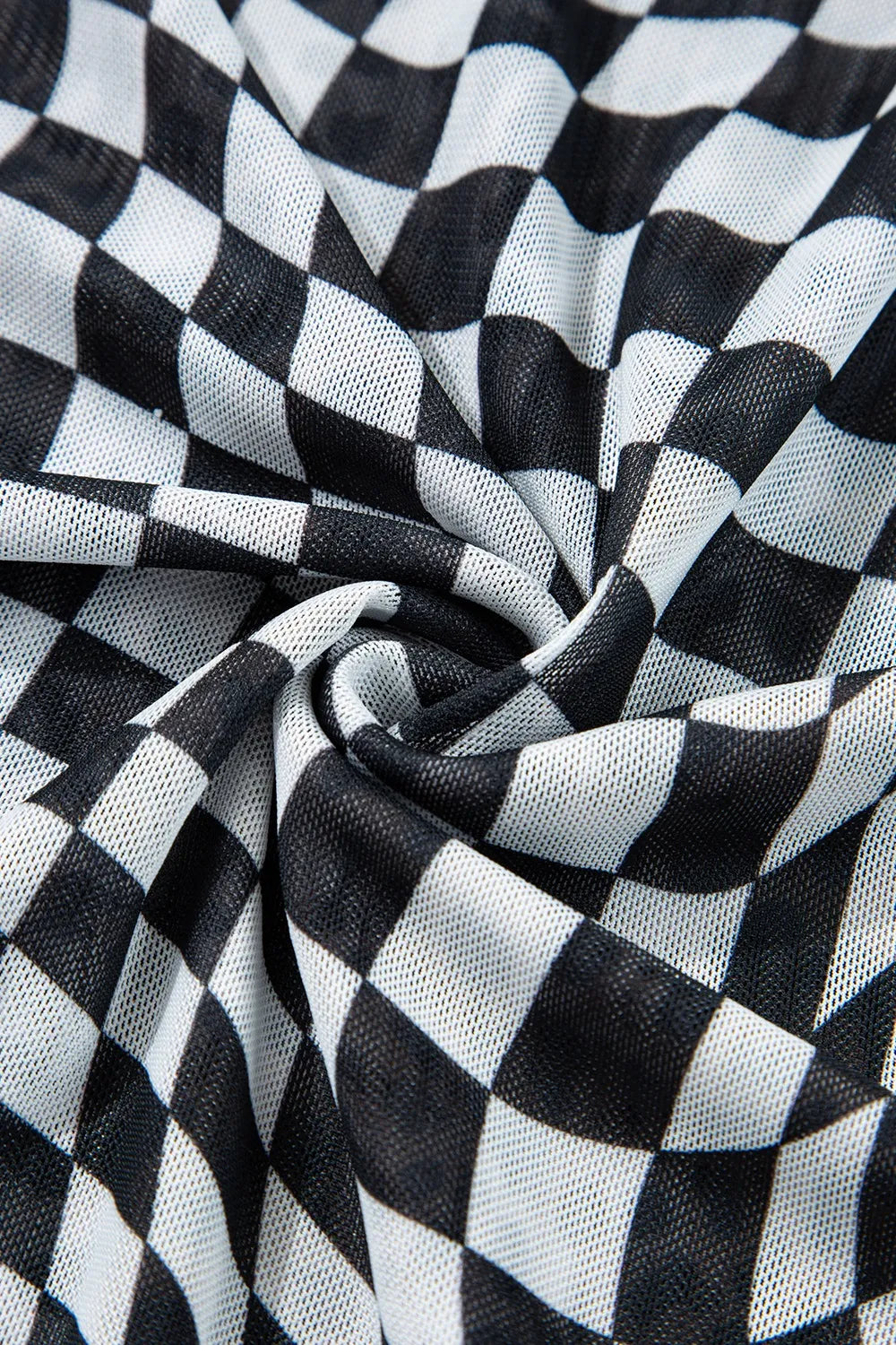 Checkered Round Neck Sleeveless Midi Dress 