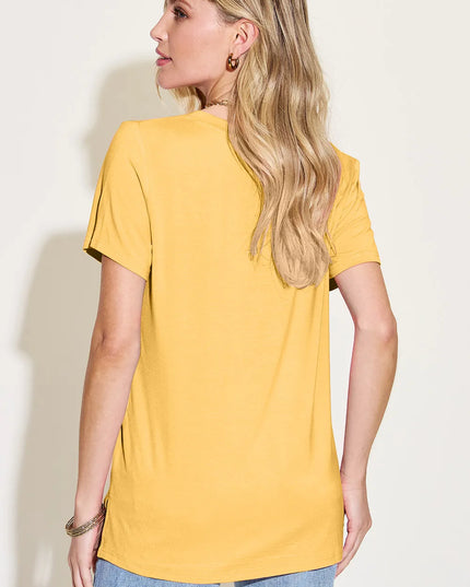 Basic Bae Bamboo Full Size V-Neck High-Low T-Shirt