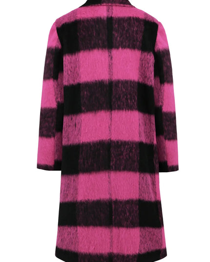 Plaid Double-Breasted Long Sleeve Coat