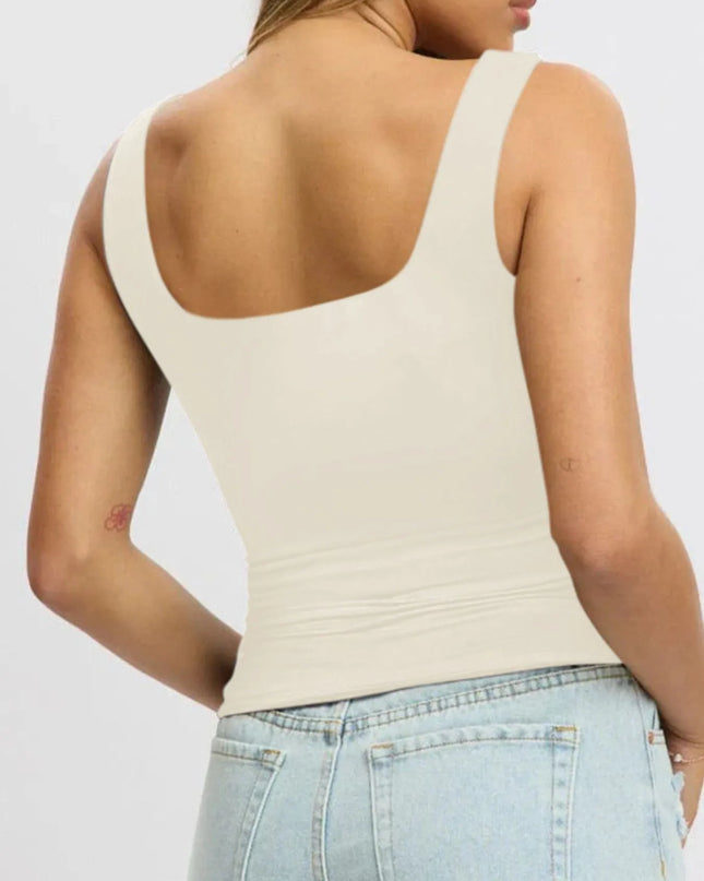 Square Neck Wide Strap Tank 