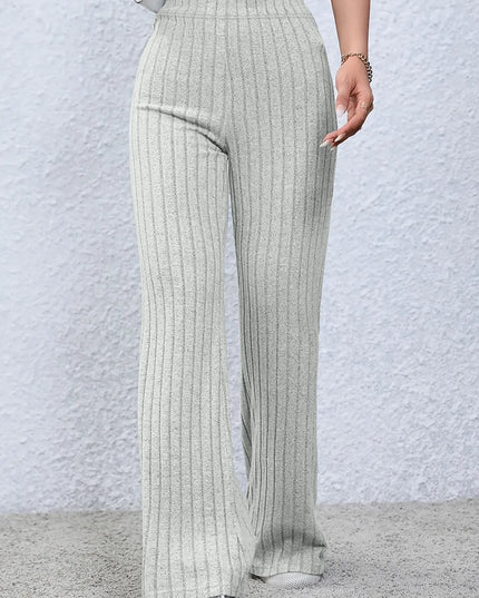 Basic Bae Full Size Ribbed High Waist Flare Pants