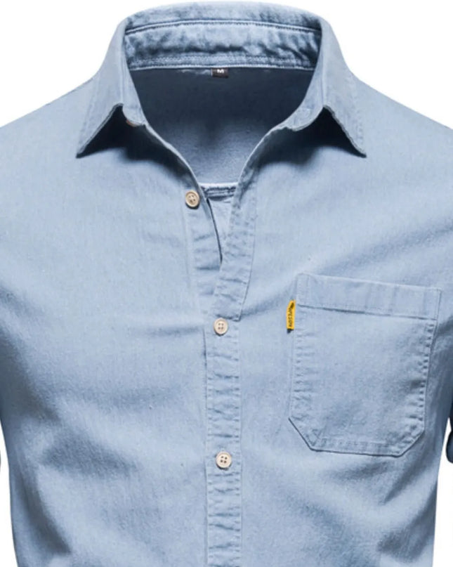 Men's Button-Down Denim Shirt with Chest Pocket