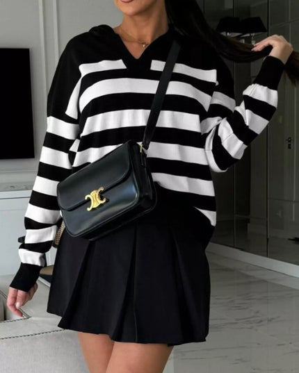 Striped Dropped Shoulder Knit Top