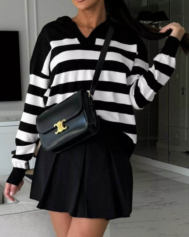 Striped Dropped Shoulder Knit Top