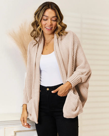 Angel Wings Open Front  Cardigan with Pockets 