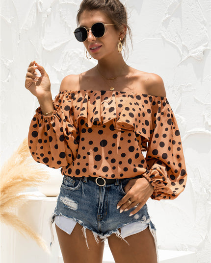 Polka Dot Off-Shoulder Layered Blouse 