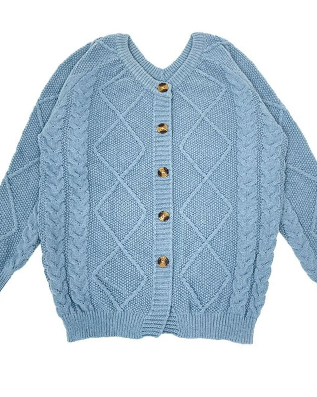 Button-Front Long Sleeve Cardigan