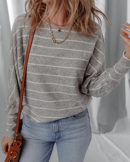 Stripe Dolman Sleeve Drop Shoulder Top