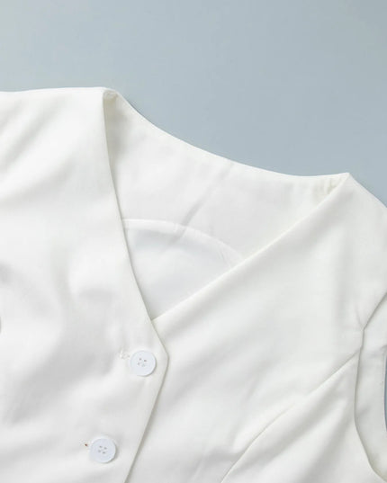 V-Neck Vest and Pants Two-Piece Blazer Set