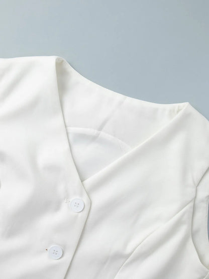 V-Neck Vest and Pants Two-Piece Blazer Set