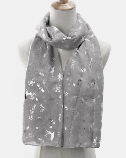 Christmas Element Polyester Scarf Light Gray One Size
