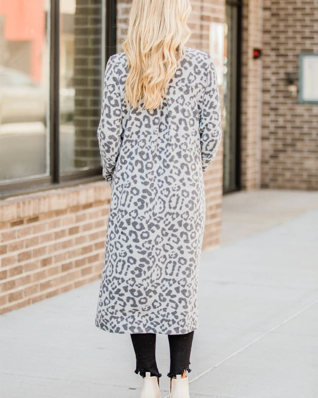 Open Front Leopard Cardigan