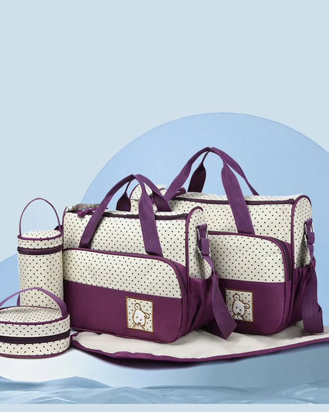 Oxford Cloth Contrast 4 Piece Bag Set Plum Purple One Size