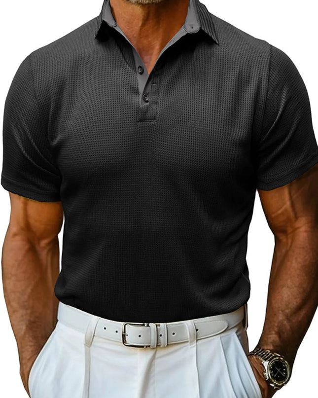 Men's Classic Textured Golf Polo Shirt Black