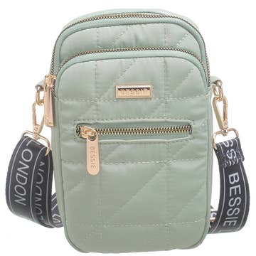 Quilted Phone Cross Body Bag Green