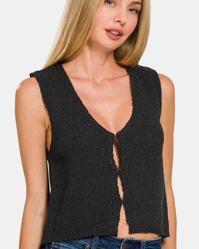 Zenana Hook and Eye Closure V-Neck Sweater Vest