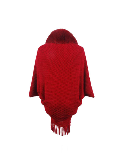 Open Front Fringe Hem Poncho