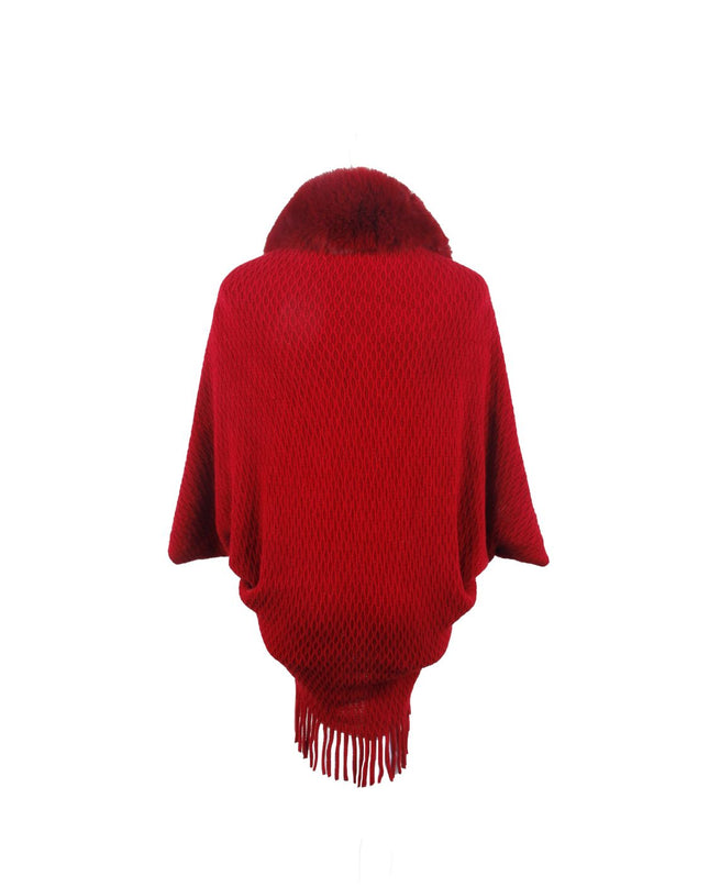 Open Front Fringe Hem Poncho